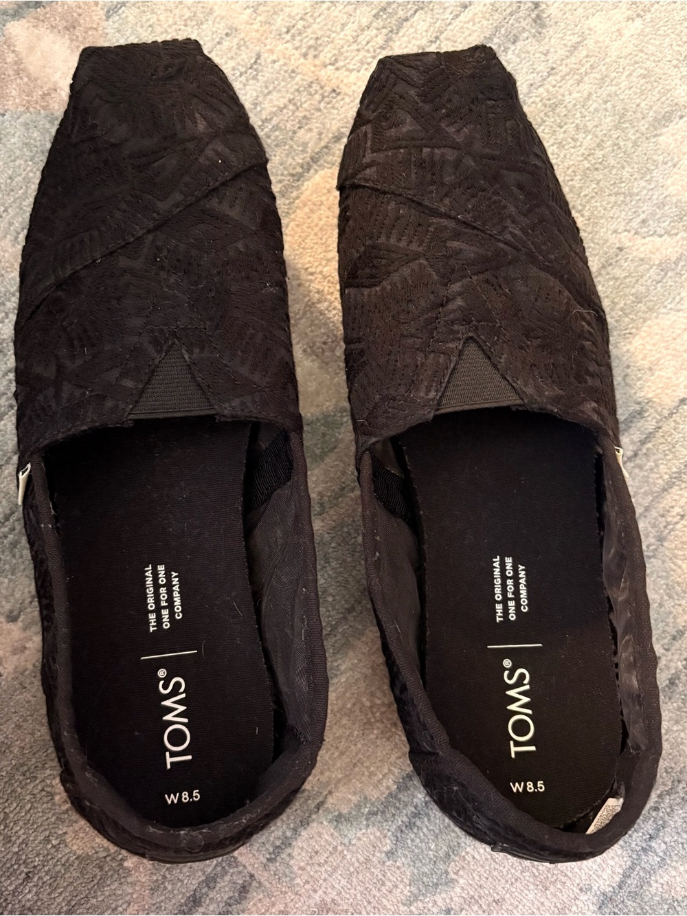 TOMS Women's Black Slip-On Alpargata Flats